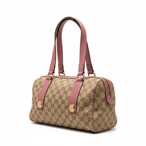 Gucci - Monogram Canvas Handbag Pink Leather Trim